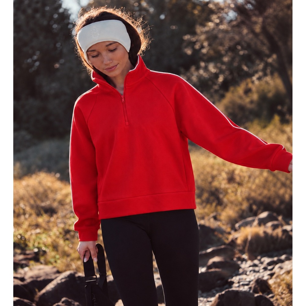 Calia Red Quarter Zip Pullover Sweatshirt Mock Neck WCG3001 Red Medium